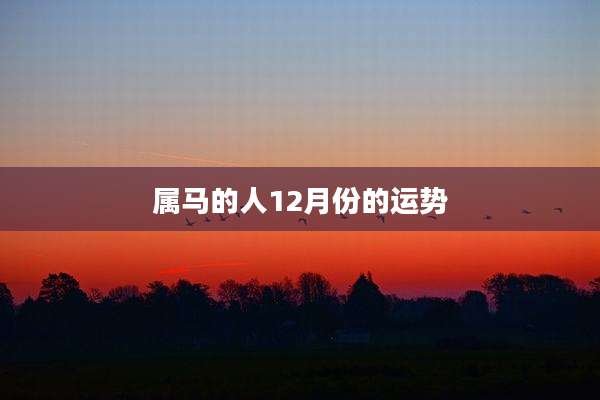 属马的人12月份的运势