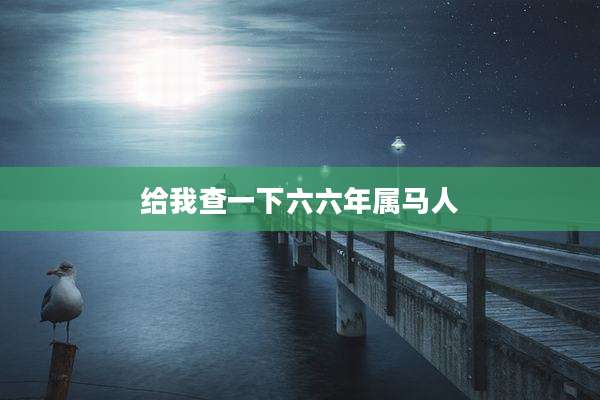 给我查一下六六年属马人