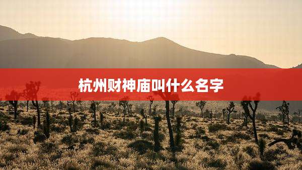 杭州财神庙叫什么名字