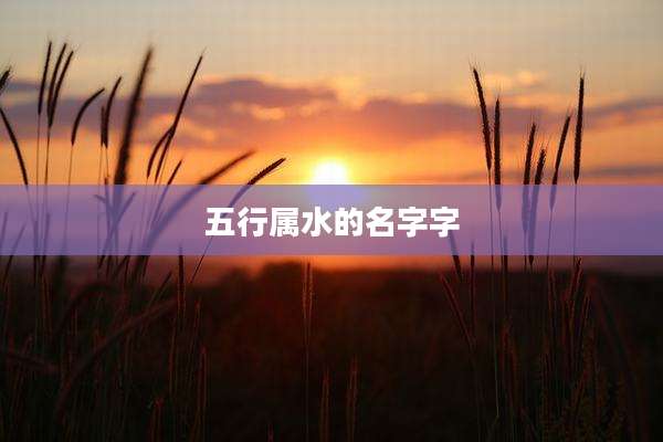 五行属水的名字字