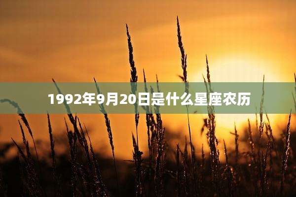 1992年9月20日是什么星座农历