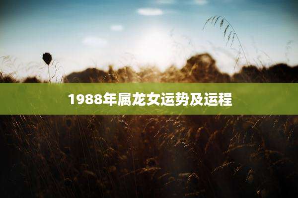 1988年属龙女运势及运程