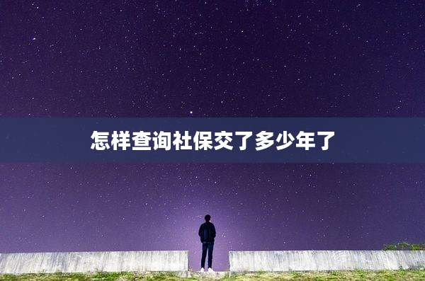 怎样查询社保交了多少年了