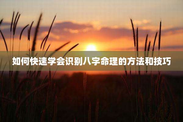 如何快速学会识别八字命理的方法和技巧