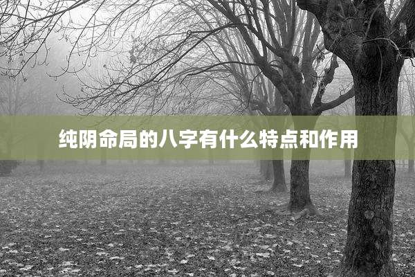 纯阴命局的八字有什么特点和作用