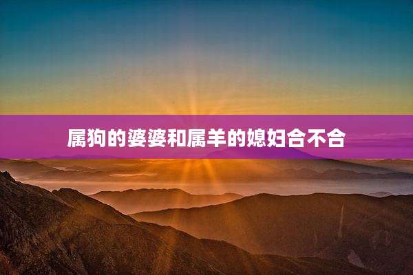 属狗的婆婆和属羊的媳妇合不合