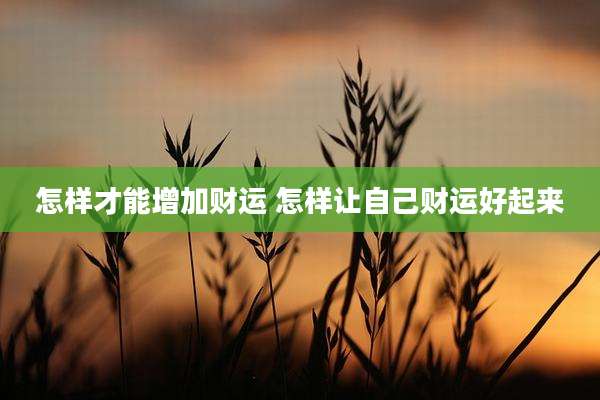 怎样才能增加财运 怎样让自己财运好起来