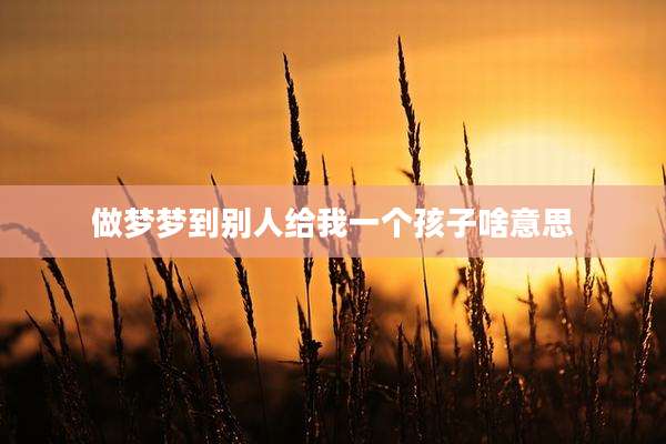 做梦梦到别人给我一个孩子啥意思
