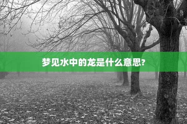 梦见水中的龙是什么意思?