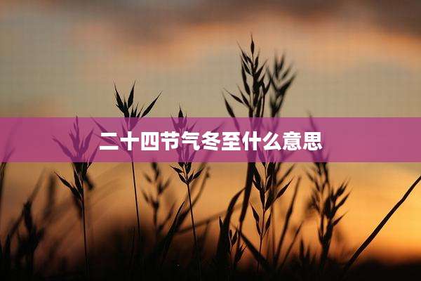 二十四节气冬至什么意思