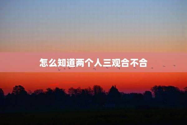 怎么知道两个人三观合不合