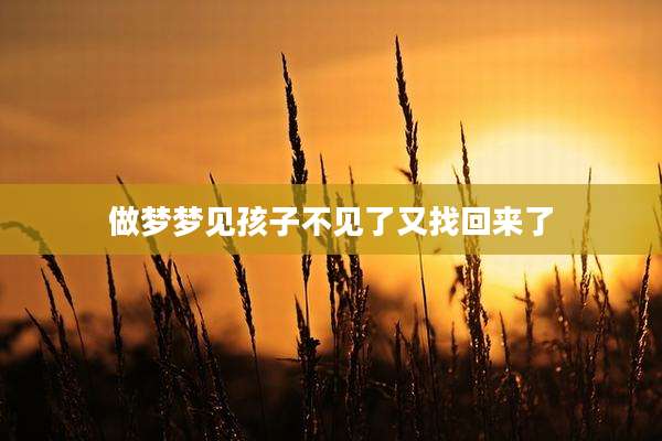 做梦梦见孩子不见了又找回来了