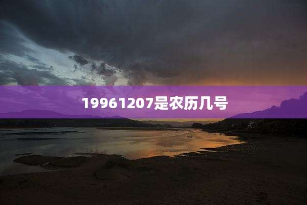 19961207是农历几号