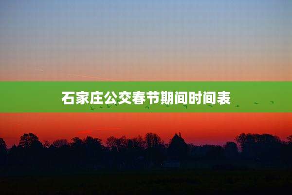 石家庄公交春节期间时间表
