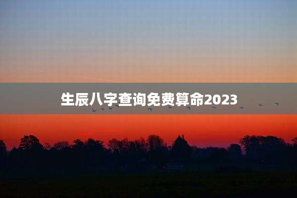 生辰八字查询免费算命2023