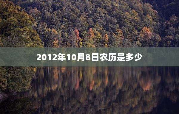 2012年10月8日农历是多少