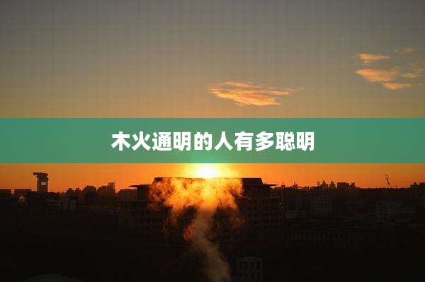 木火通明的人有多聪明