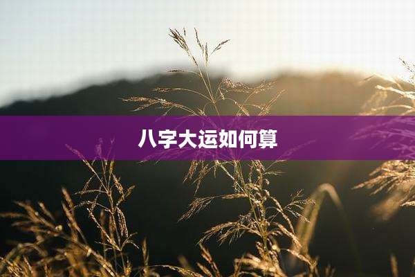 八字大运如何算
