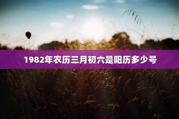 1982年农历三月初六是阳历多少号