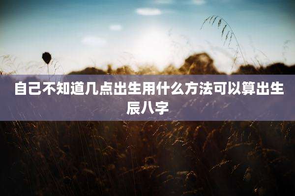 自己不知道几点出生用什么方法可以算出生辰八字