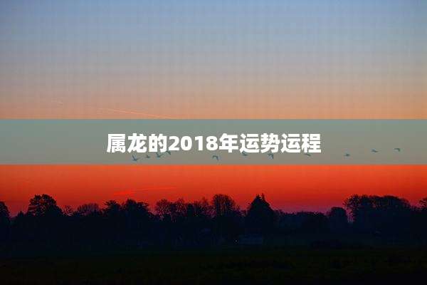 属龙的2018年运势运程