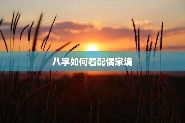 八字如何看配偶家境