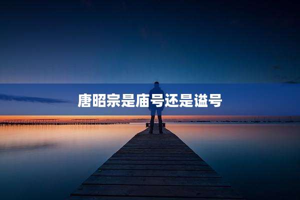 唐昭宗是庙号还是谥号