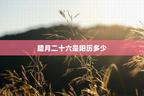 腊月二十六是阳历多少