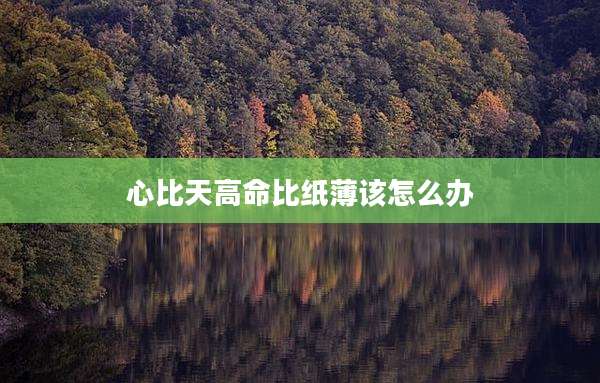 心比天高命比纸薄该怎么办