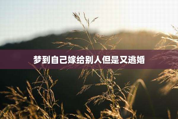 梦到自己嫁给别人但是又逃婚