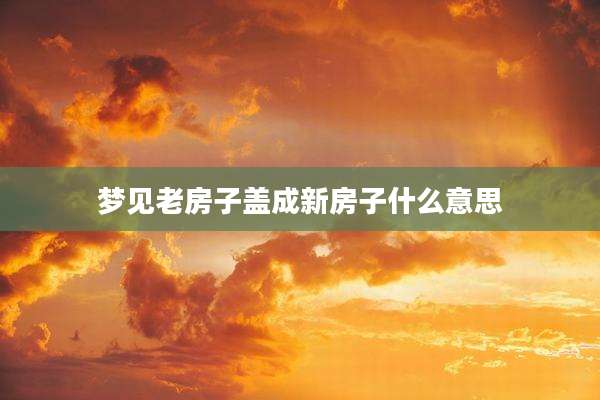 梦见老房子盖成新房子什么意思