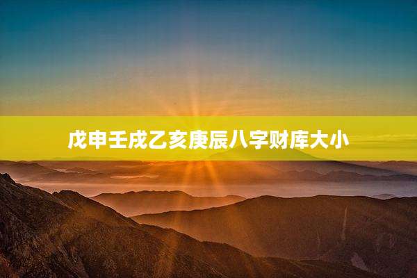 戊申壬戌乙亥庚辰八字财库大小