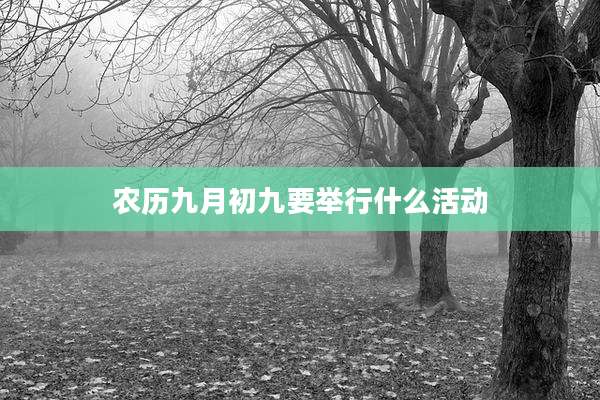 农历九月初九要举行什么活动