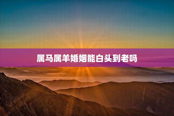 属马属羊婚姻能白头到老吗