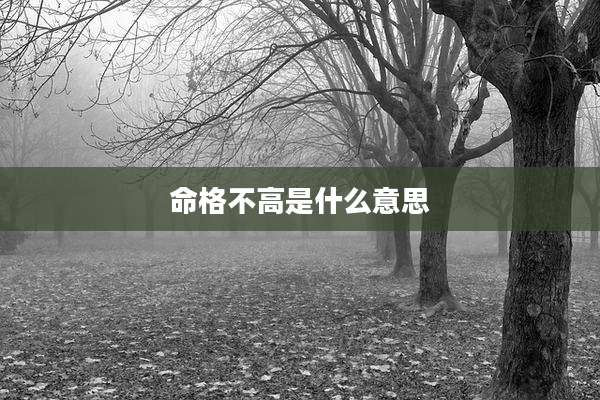 命格不高是什么意思