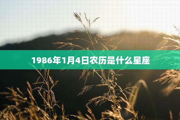 1986年1月4日农历是什么星座