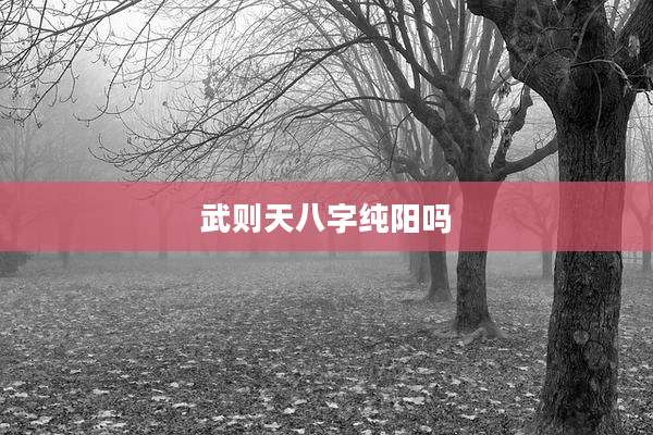 武则天八字纯阳吗