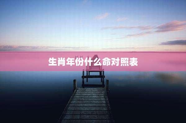 生肖年份什么命对照表