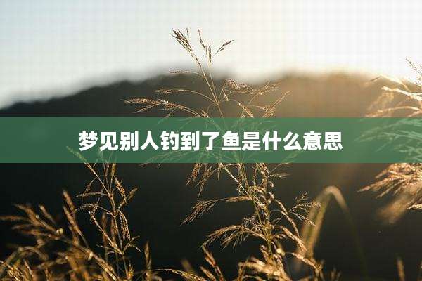 梦见别人钓到了鱼是什么意思