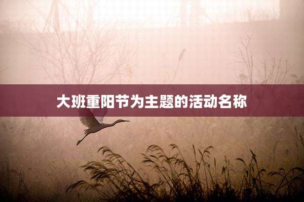 大班重阳节为主题的活动名称