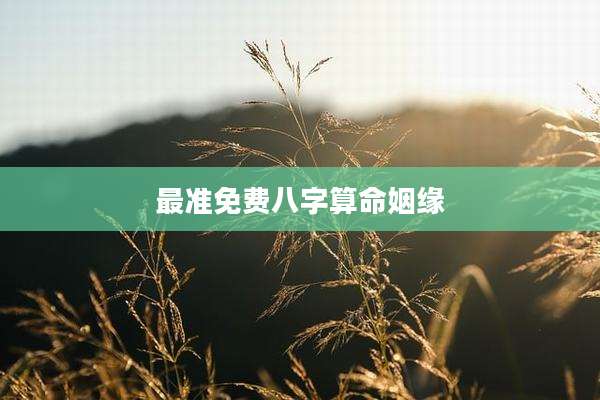 最准免费八字算命姻缘