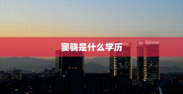 窦骁是什么学历