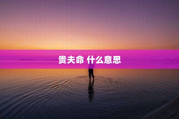 贵夫命 什么意思