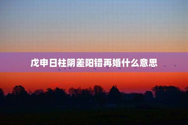 戊申日柱阴差阳错再婚什么意思