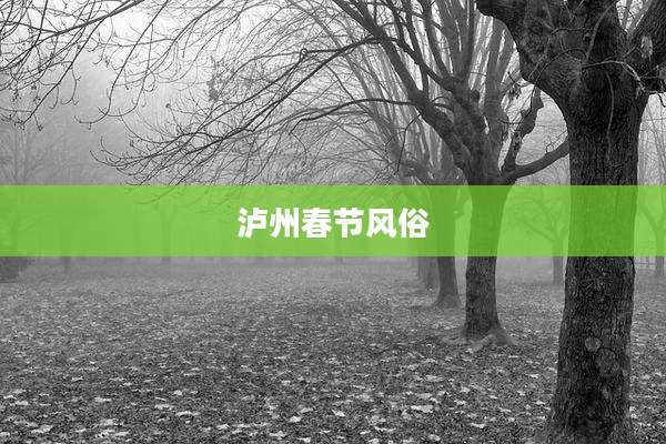 泸州春节风俗