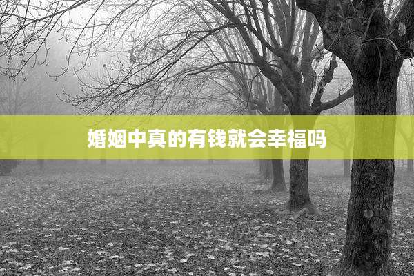 婚姻中真的有钱就会幸福吗