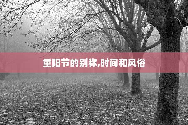 重阳节的别称,时间和风俗