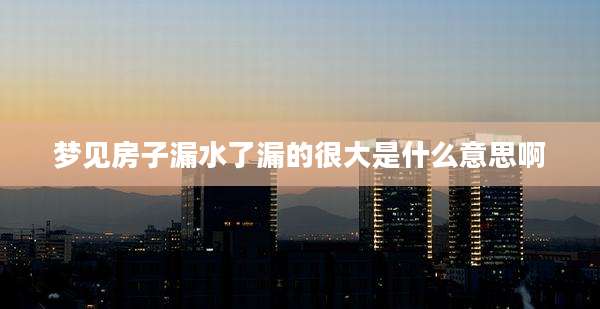 梦见房子漏水了漏的很大是什么意思啊