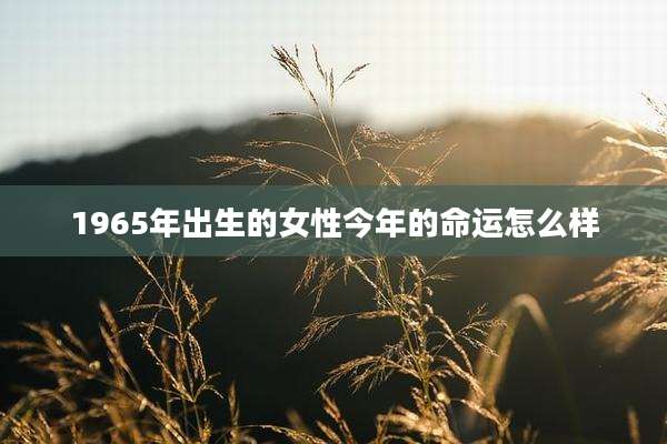 1965年出生的女性今年的命运怎么样