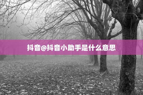 抖音@抖音小助手是什么意思